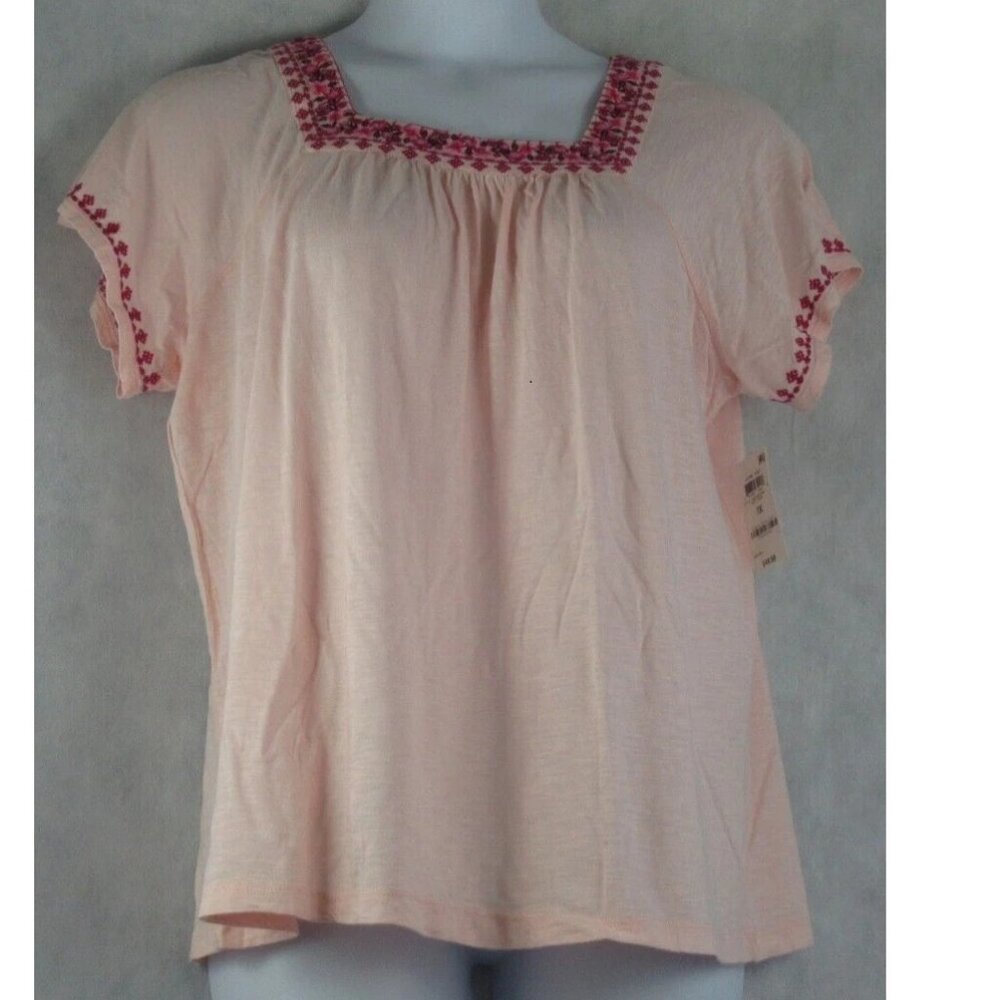Style & Co Women's Plus Size Square-Neck Flutter-Sleeve Knit Top, Pink, 1X